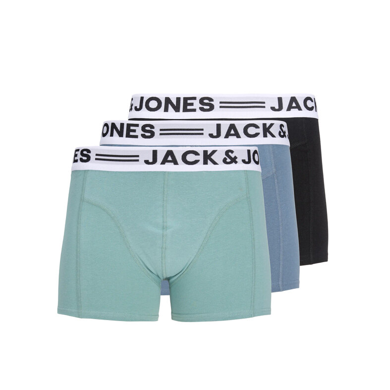 Jack & Jones Junior Jack & Jones Junior Jongens Boxershorts Trunks SENSE 3-Pack Effen Turquoise/Blauw/Zwart