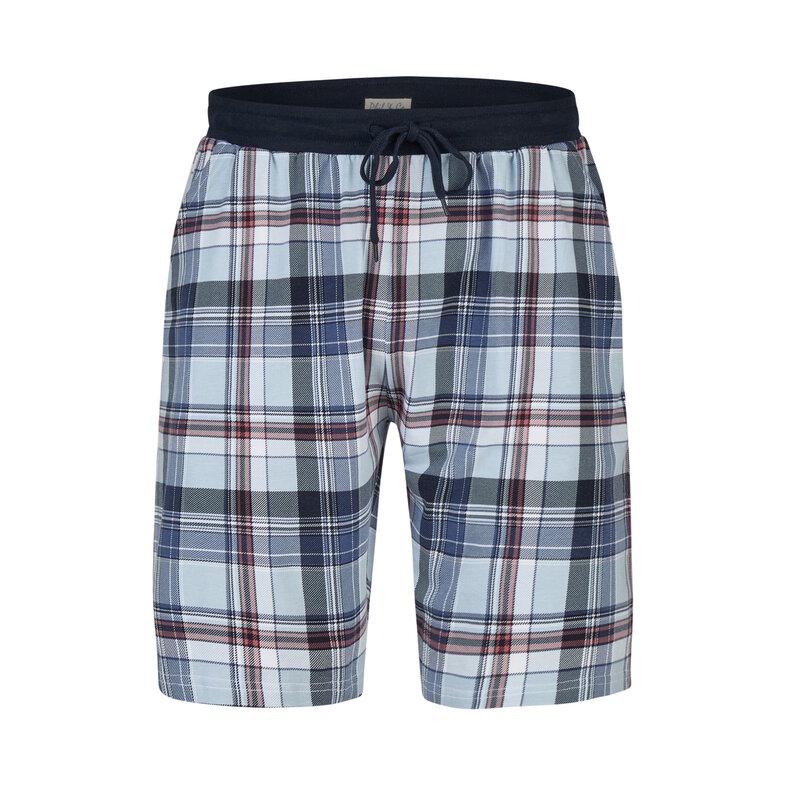Phil & Co Phil & Co Men's Short Pyjama Pants 2-Pack Blue Checkered/Dark Blue