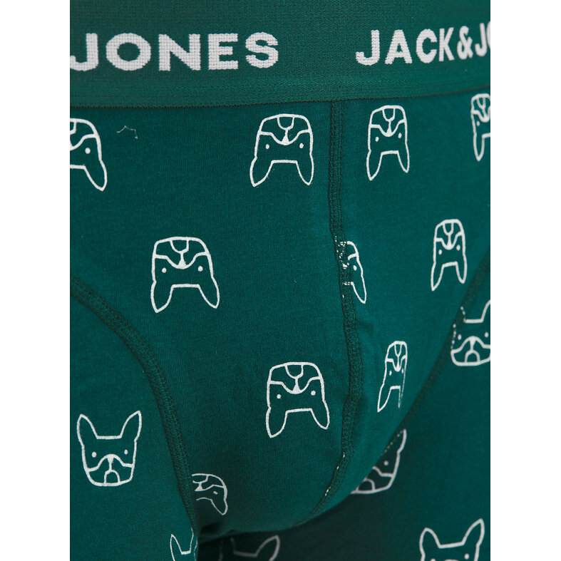 Jack & Jones Jack & Jones Heren Boxershorts Trunks JACDENIM Hond Print 3-Pack Groen/Donkerblauw