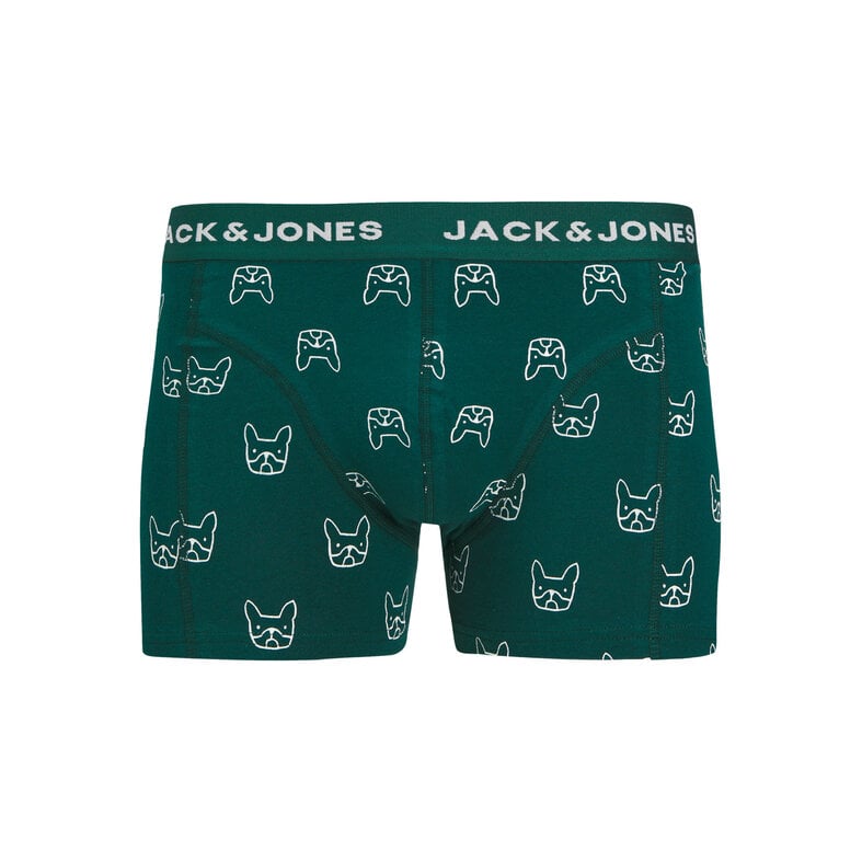 Jack & Jones Jack & Jones Heren Boxershorts Trunks JACDENIM Hond Print 3-Pack Groen/Donkerblauw