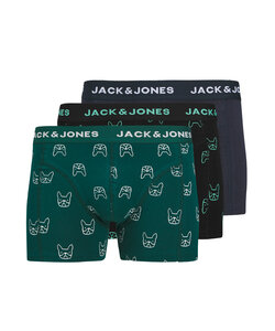 Jack & Jones Men's Boxer Shorts Trunks JACDENIM Dog Print 3-Pack Green/Dark Blue