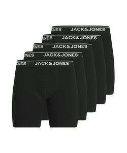 Jack & Jones Men's Boxer Shorts Long Pipe JACHENRY Boxer Briefs 5-Pack Plain Black