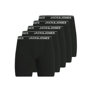 Jack & Jones Men's Boxer Shorts Long Pipe JACHENRY Boxer Briefs 5-Pack Plain Black