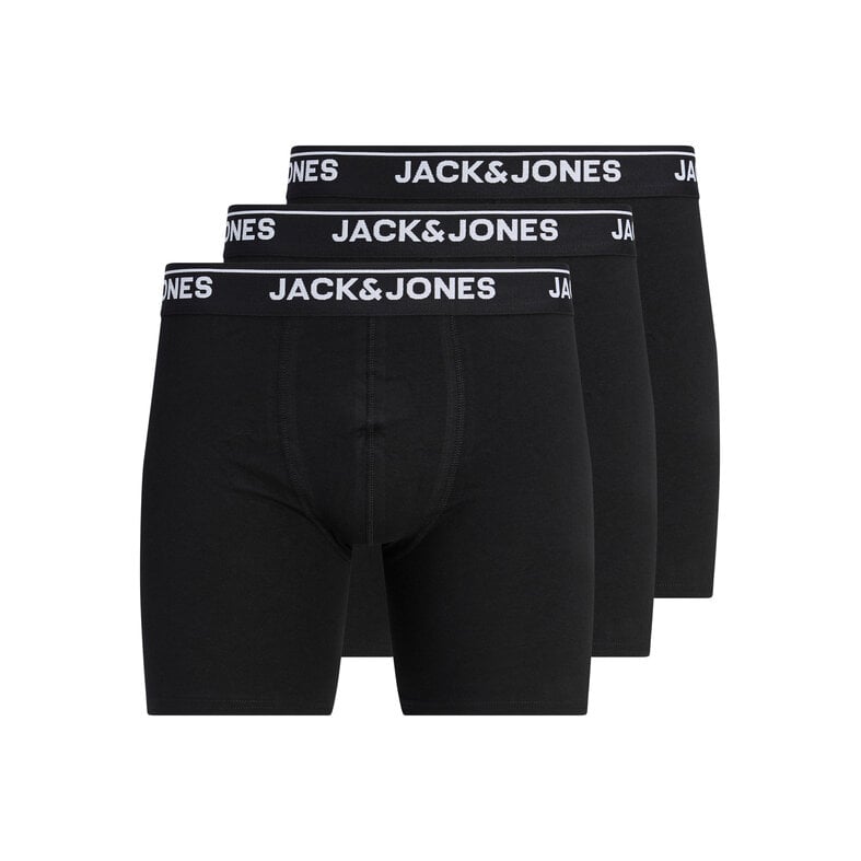 Jack & Jones Jack & Jones Men's Plus Size Boxer Shorts Long Pipe JACHENRY Boxer Briefs 3-Pack Plain Black