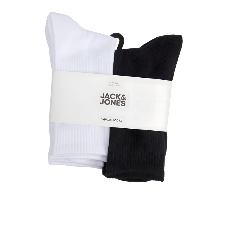 Jack & Jones Junior Jack & Jones Junior Jongens Sportsokken JACNOLAN Tennissokken 6-Pack Effen Wit/Zwart