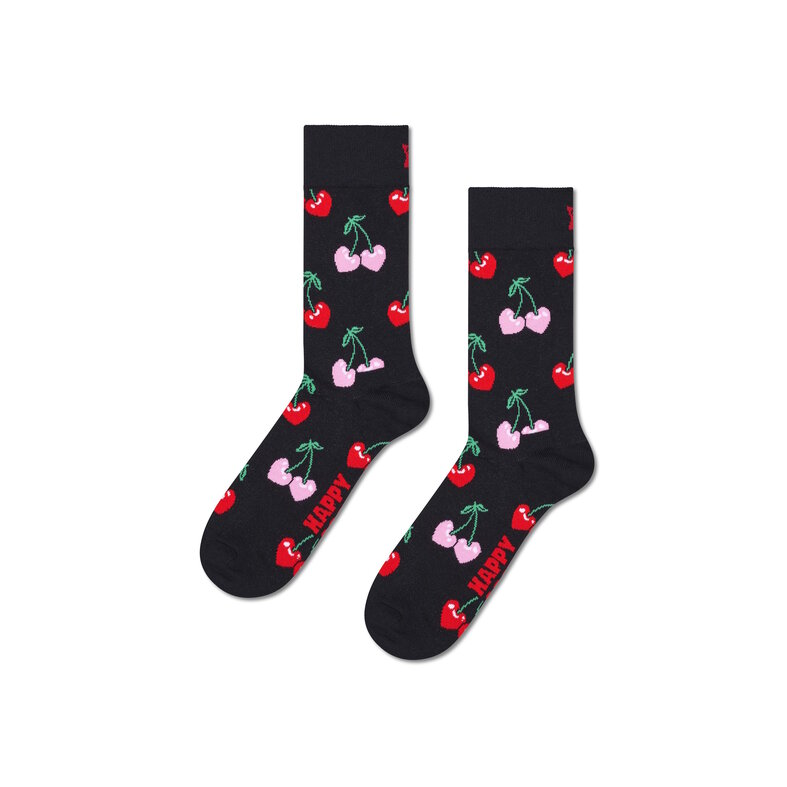 Happy Socks Happy Socks Dames Sokken Kers Hartjes Valentijn 2-Pack Zwart