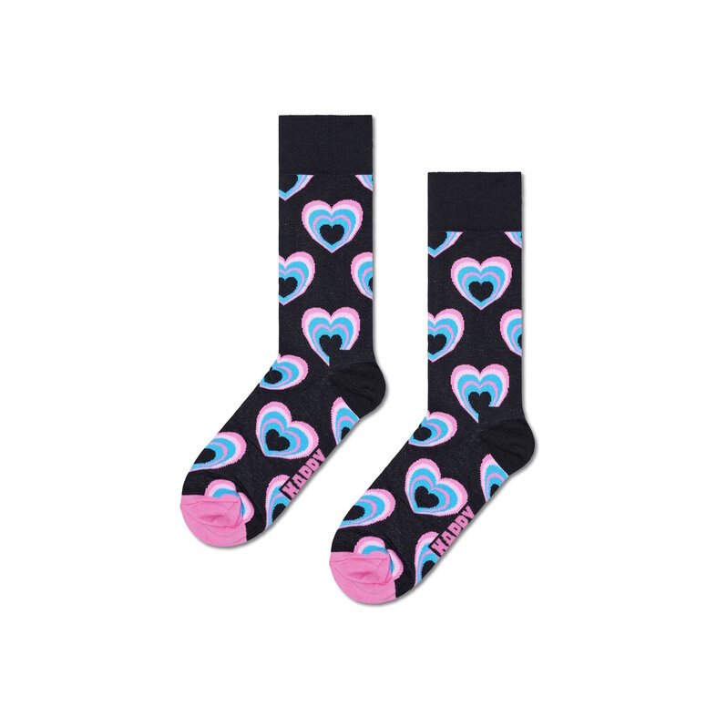 Happy Socks Happy Socks Dames Sokken Hartjes Print Valentijn Giftbox 2-Paar Roze/Zwart/Lichtblauw
