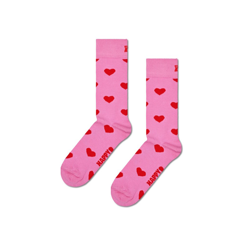 Happy Socks Happy Socks Dames Sokken Hartjes Print Valentijn Giftbox 2-Paar Roze/Zwart/Lichtblauw