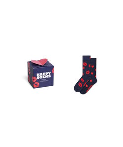 Happy Socks Unisex Sokken Kus Print Valentijn Giftbox 2-Paar Donkerblauw