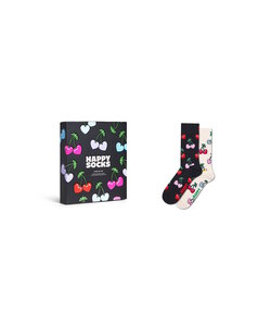 Happy Socks Ladies Socks Cherry Hearts Valentine 2-Pack Black