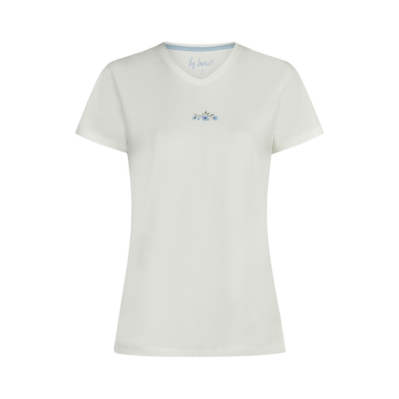 By Louise By Louise Ladies Capri Pyjamas Three Quarter Pants V-Neck White/Blue Floral