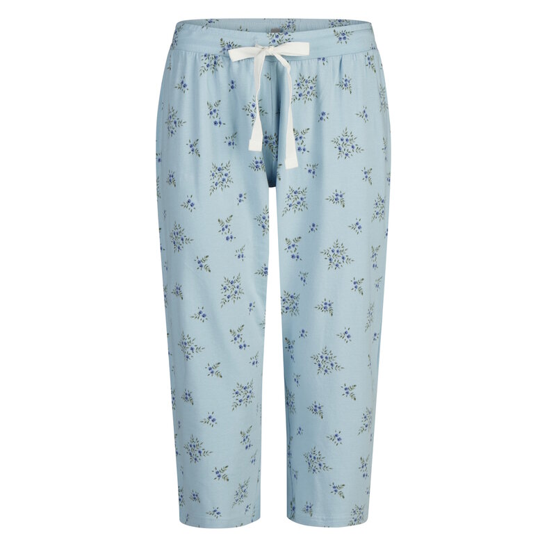 By Louise By Louise Ladies Capri Pyjamas Three Quarter Pants V-Neck White/Blue Floral