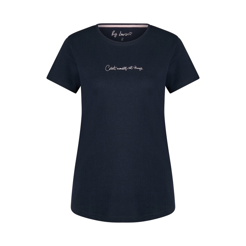 By Louise By Louise Ladies Short Pajama Set Shortama Set Dark Blue Plain/Checked