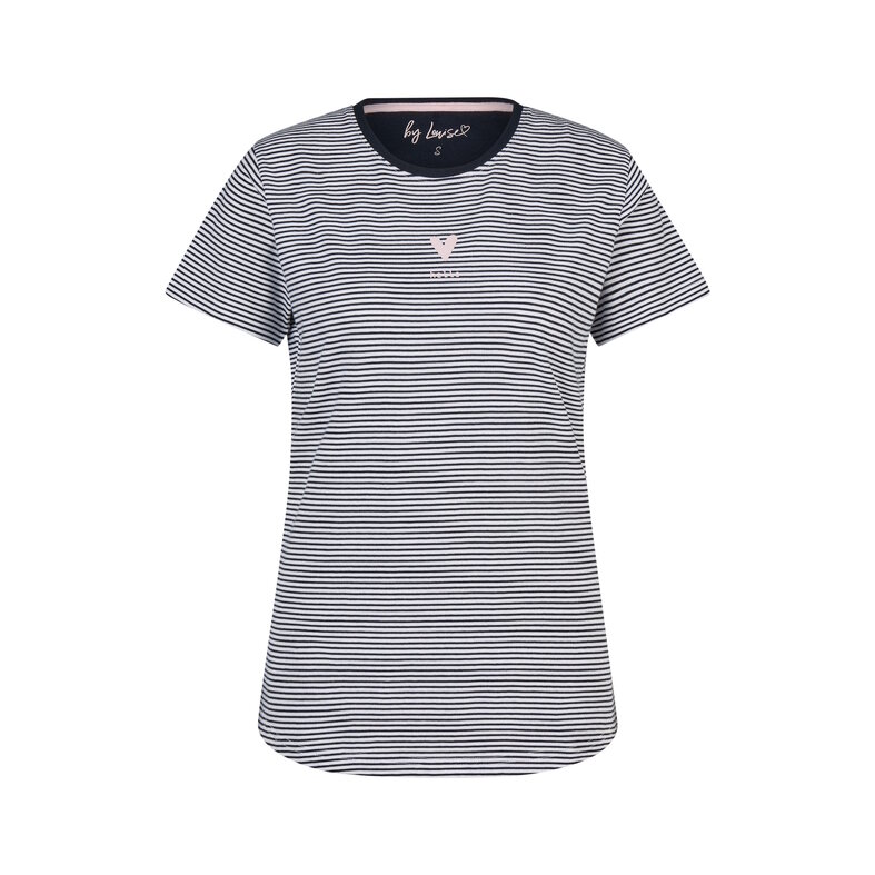 By Louise By Louise Dames Korte Mouwen Capri Pyjama Set Lang Donkerblauw Gestreept