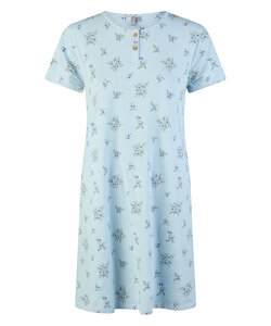 By Louise Dames Nachthemd Korte Mouw Blauw Gebloemd