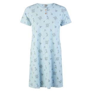 By Louise Ladies Nightshirt Short Sleeve Blue Flowered