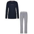 By Louise By Louise Dames Pyjama Set Lang Donkerblauw Gestreept