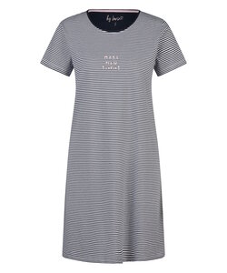 By Louise Dames Lang Nachthemd Korte Mouwen Donkerblauw Gestreept