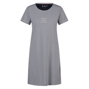 By Louise Ladies Long Nightshirt Short Sleeves Dark Blue Striped