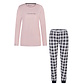 By Louise By Louise Ladies Pyjama Set Long Pink/Dark Blue Checkered