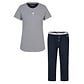 By Louise By Louise Ladies Short Sleeve Capri Pyjama Set Long Dark Blue Striped