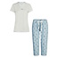 By Louise By Louise Ladies Capri Pyjamas Three Quarter Pants V-Neck White/Blue Floral