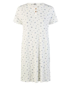 By Louise Ladies Nightshirt Short Sleeve White Floral