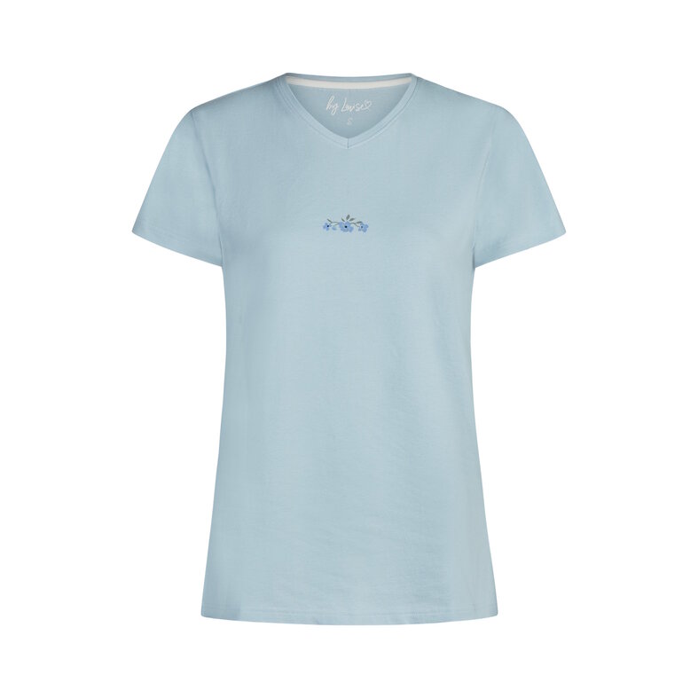 By Louise By Louise Ladies Short Pajama Set Shortama Set Light Blue/White Floral