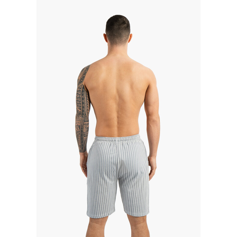 Phil & Co Phil & Co Heren Korte Pyjamabroeken 2-Pack Grijs Gestreept/Donkerblauw