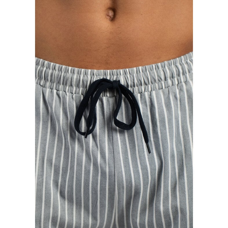Phil & Co Phil & Co Heren Korte Pyjamabroeken 2-Pack Grijs Gestreept/Donkerblauw
