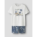 Name It Name It Jongens Korte Pyjama Set Shortama NKMNIGHTSET Wit/Blauw Palm Print