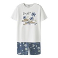 Name It Name It Jongens Korte Pyjama Set Shortama NKMNIGHTSET Wit/Blauw Palm Print