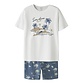Name It Name It Jongens Korte Pyjama Set Shortama NKMNIGHTSET Wit/Blauw Palm Print