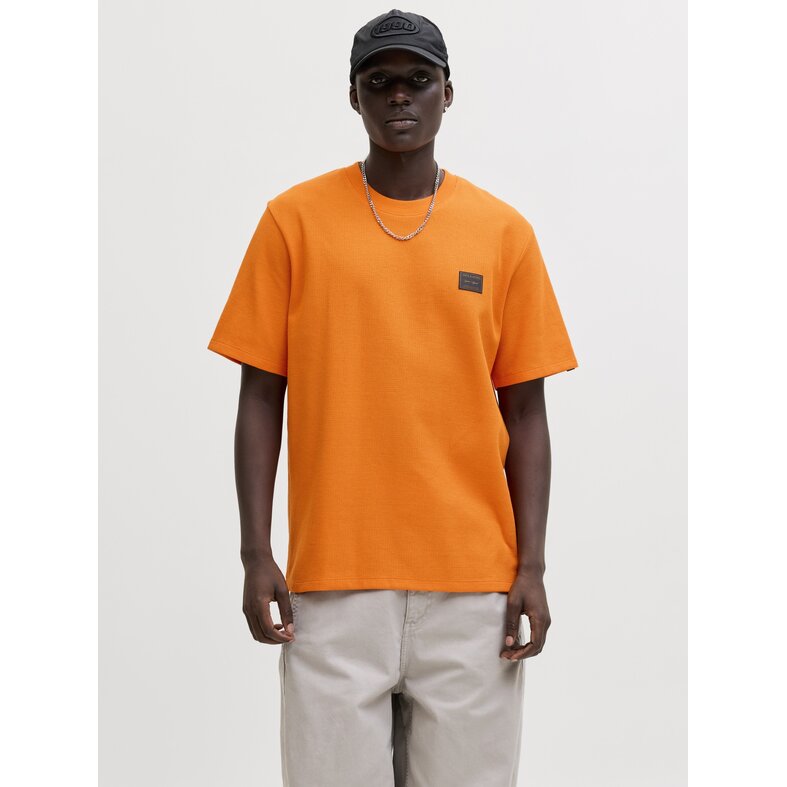 Jack & Jones Jack & Jones Men's T-shirt JJDAYTONA Round Neck Solid Orange