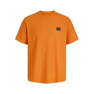 Jack & Jones Men's T-shirt JJDAYTONA Round Neck Solid Orange