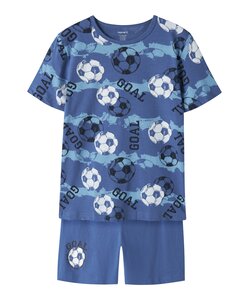 Name It Jongens Korte Pyjama Set Shortama NKMNIGHTSET Blauw Voetbal Print