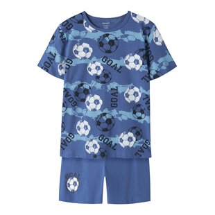Name It Jongens Korte Pyjama Set Shortama NKMNIGHTSET Blauw Voetbal Print