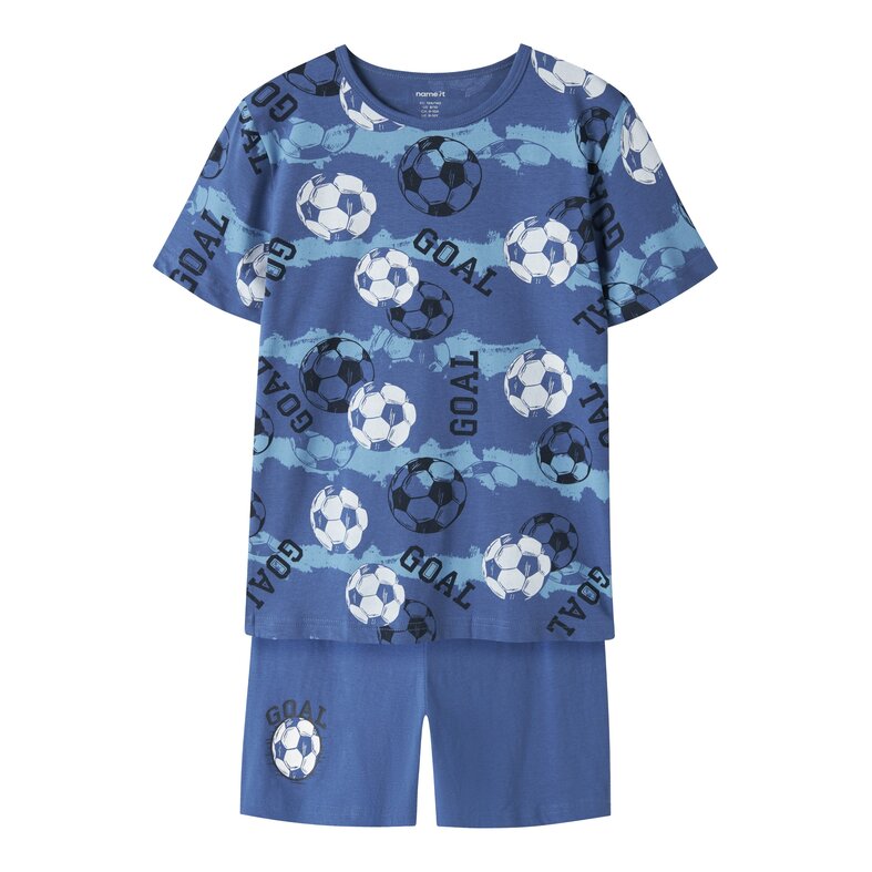 Name It Name It Boys Short Pyjama Set Shortama NKMNIGHTSET Blue Football Print