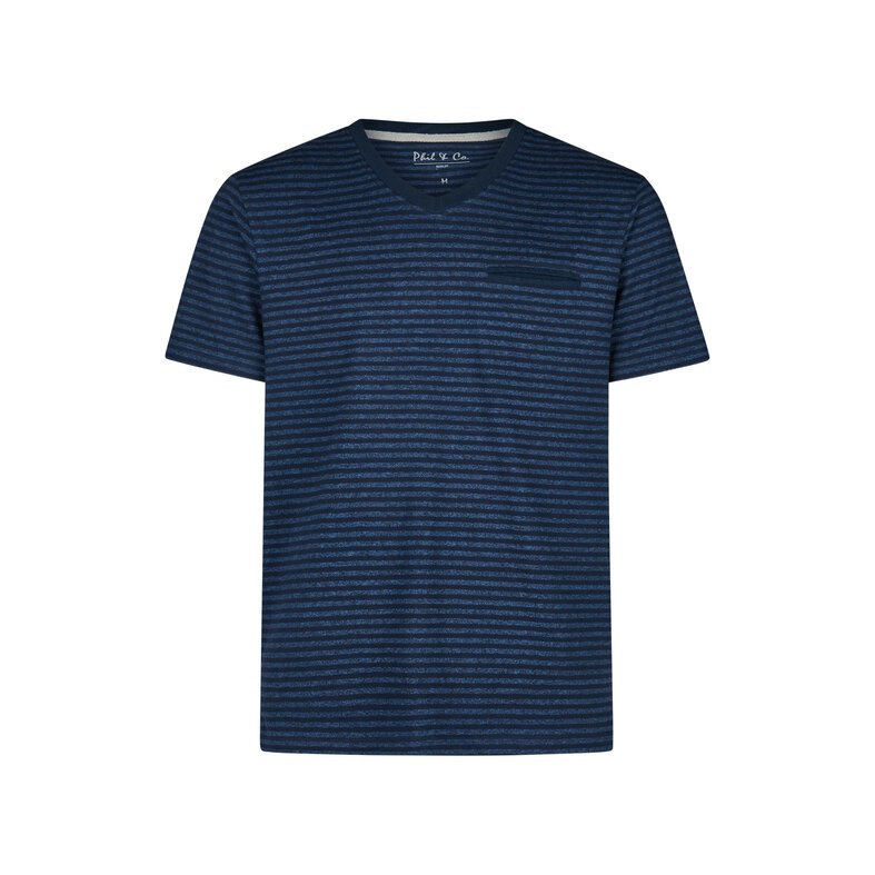 Phil & Co Phil & Co Essential Shortama Heren Korte Pyjama Set Blauw/Gestreept