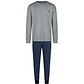 Phil & Co Phil & Co Essential Heren Pyjama Set Lang Grijs/Blauw