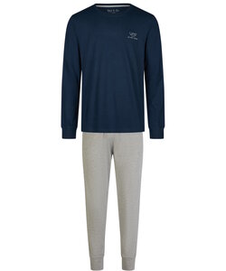 Phil & Co Essential Heren Pyjama Set Lang Donkerblauw/Grijs