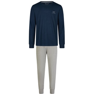 Phil & Co Essential Heren Pyjama Set Lang Donkerblauw/Grijs