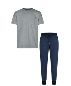 Phil & Co Essential Men's Short Sleeve Pyjama Set Grey/Blue