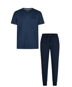 Phil & Co Essential Men's Short Sleeve Pyjama Set Blue/Striped