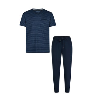 Phil & Co Essential Men's Short Sleeve Pyjama Set Blue/Striped