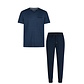 Phil & Co Phil & Co Essential Heren Pyjama Set Korte Mouw Blauw/Gestreept