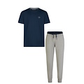 Phil & Co Phil & Co Essential Heren Pyjama Set Korte Mouw Donkerblauw/Grijs