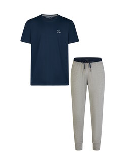 Phil & Co Essential Men's Short Sleeve Pyjama Set Dark Blue/Gray