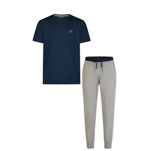 Phil & Co Essential Heren Pyjama Set Korte Mouw Donkerblauw/Grijs