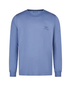 Phil & Co Heren Pyjamashirt Lange Mouw Blauw